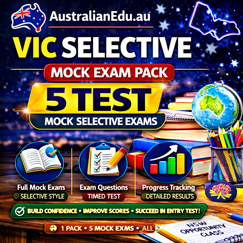 VIC Selective Entry High School – 5 Mock Exam Pack