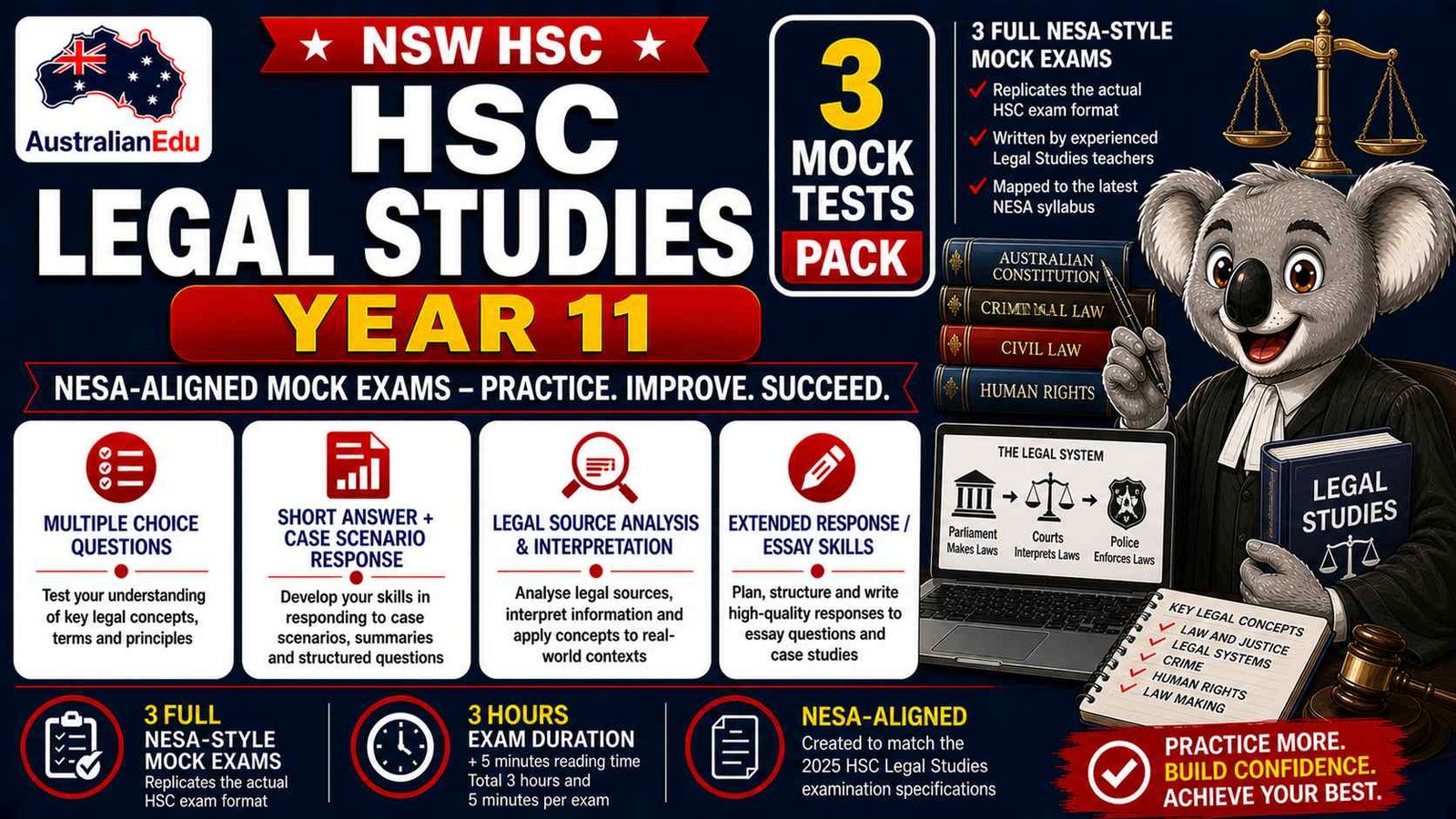 HSC Legal Studies Year 11 Australian Edu 3 Mock Pack