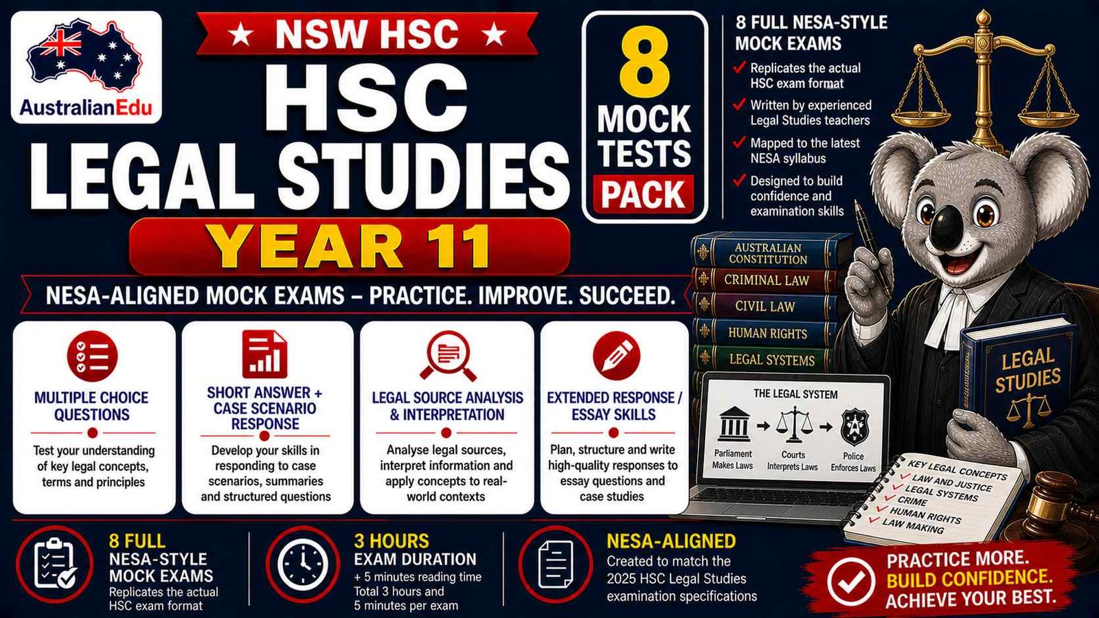 HSC Legal Studies Year 11 Australian Edu 8 Mock Pack