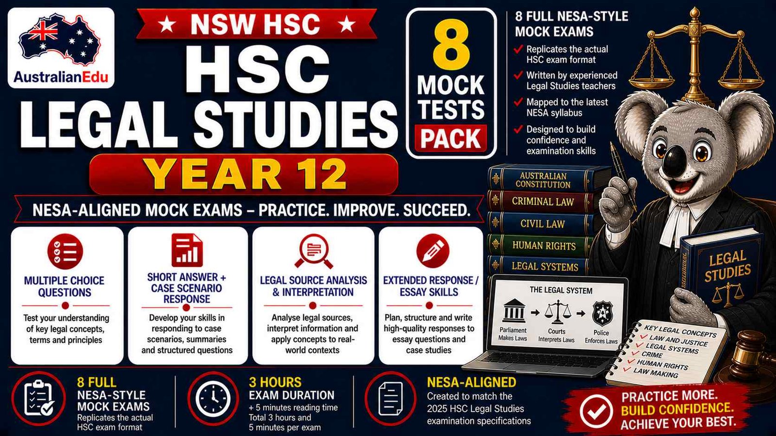 HSC Legal Studies Year 12 Australian Edu 8 Mock Pack