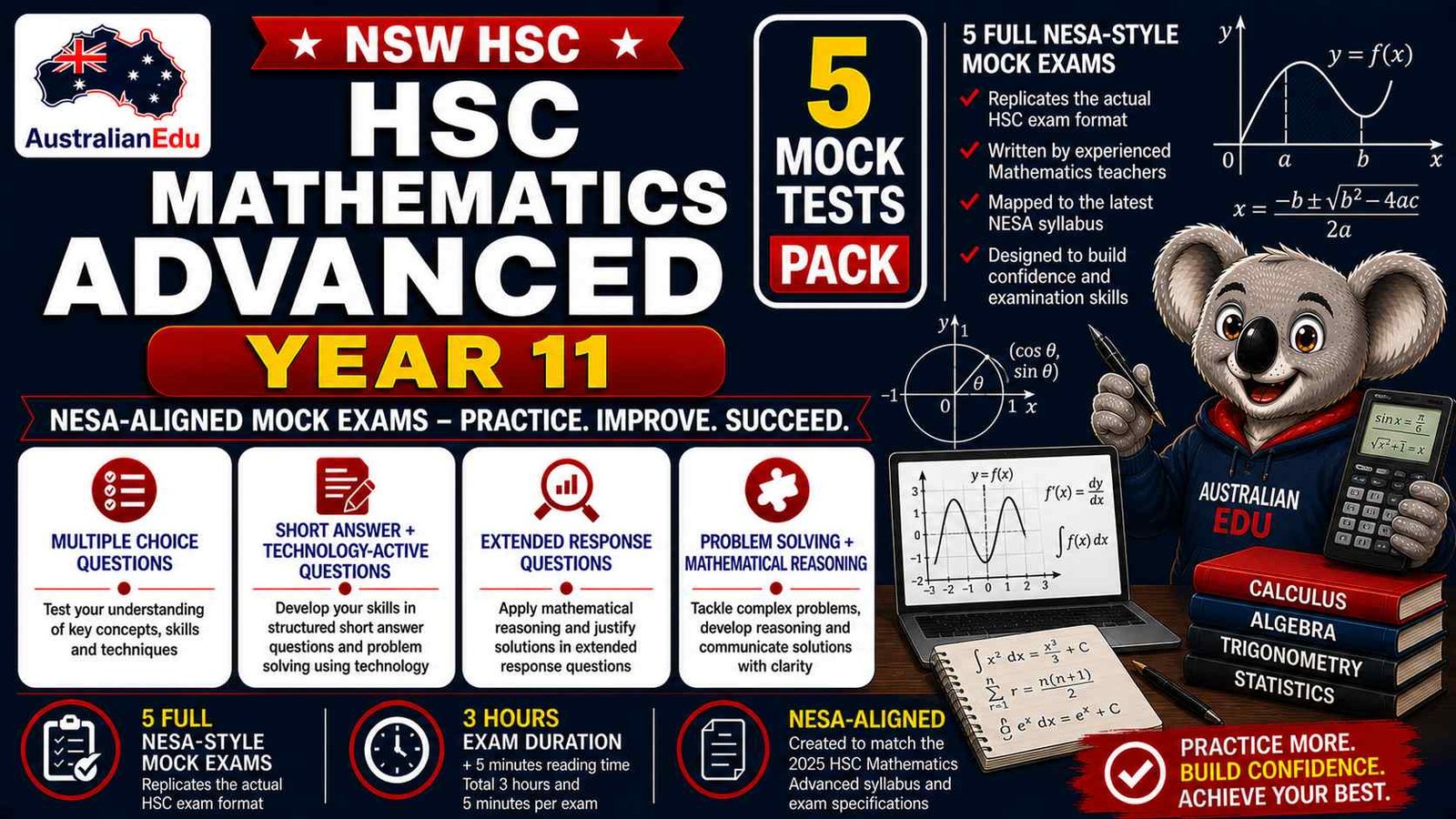 HSC Mathematics Advanced Year 11 Australian Edu 5 Mock Pack (2)