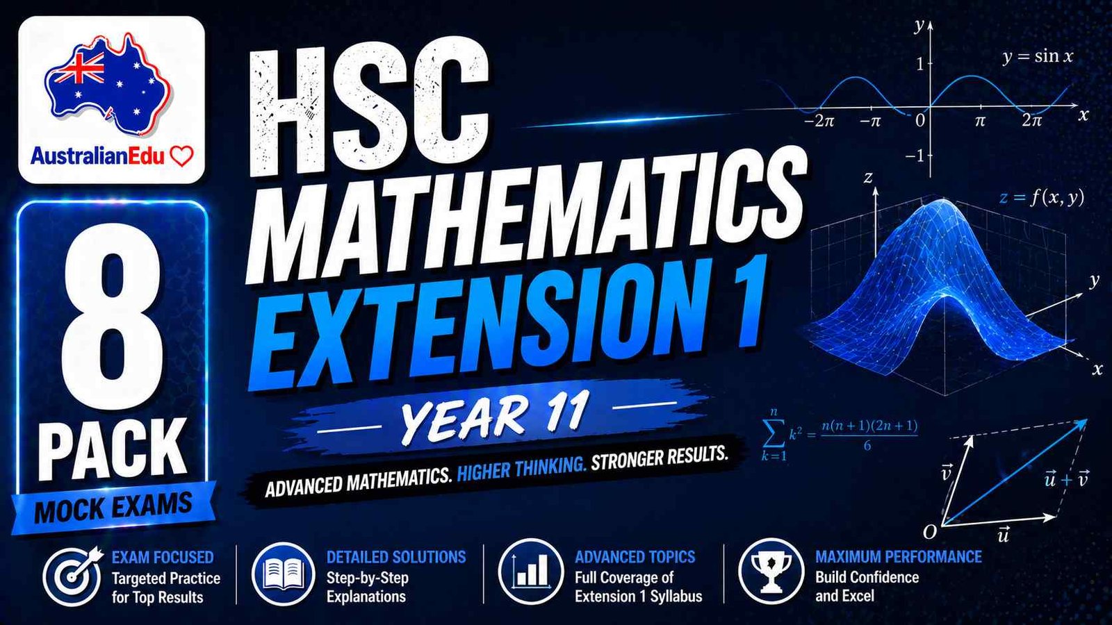 HSC Mathematics Extension 1 Year 11 Australian Edu 8 Mock Pack