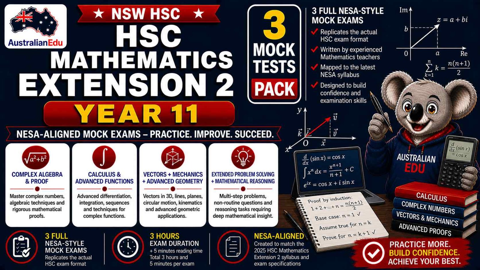 HSC Mathematics Extension 2 Year 11 Australian Edu 3 Mock Pack