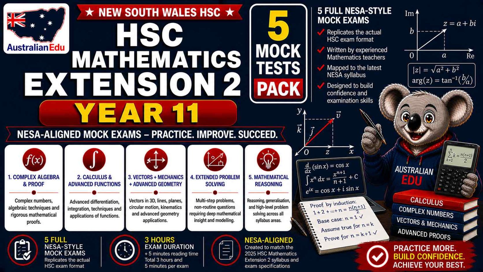 HSC Mathematics Extension 2 Year 11 Australian Edu 5 Mock Pack