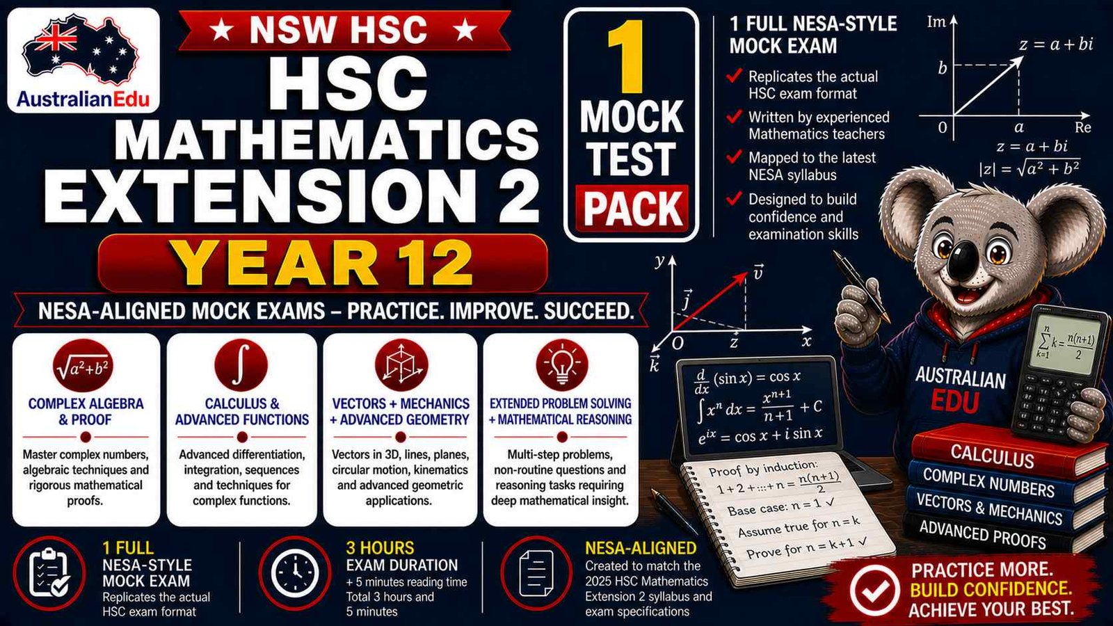 HSC Mathematics Extension 2 Year 12 Australian Edu 1 Mock Pack