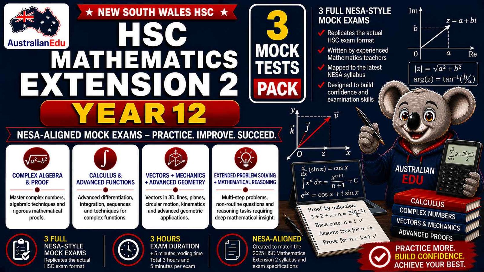 HSC Mathematics Extension 2 Year 12 Australian Edu 3 Mock Pack