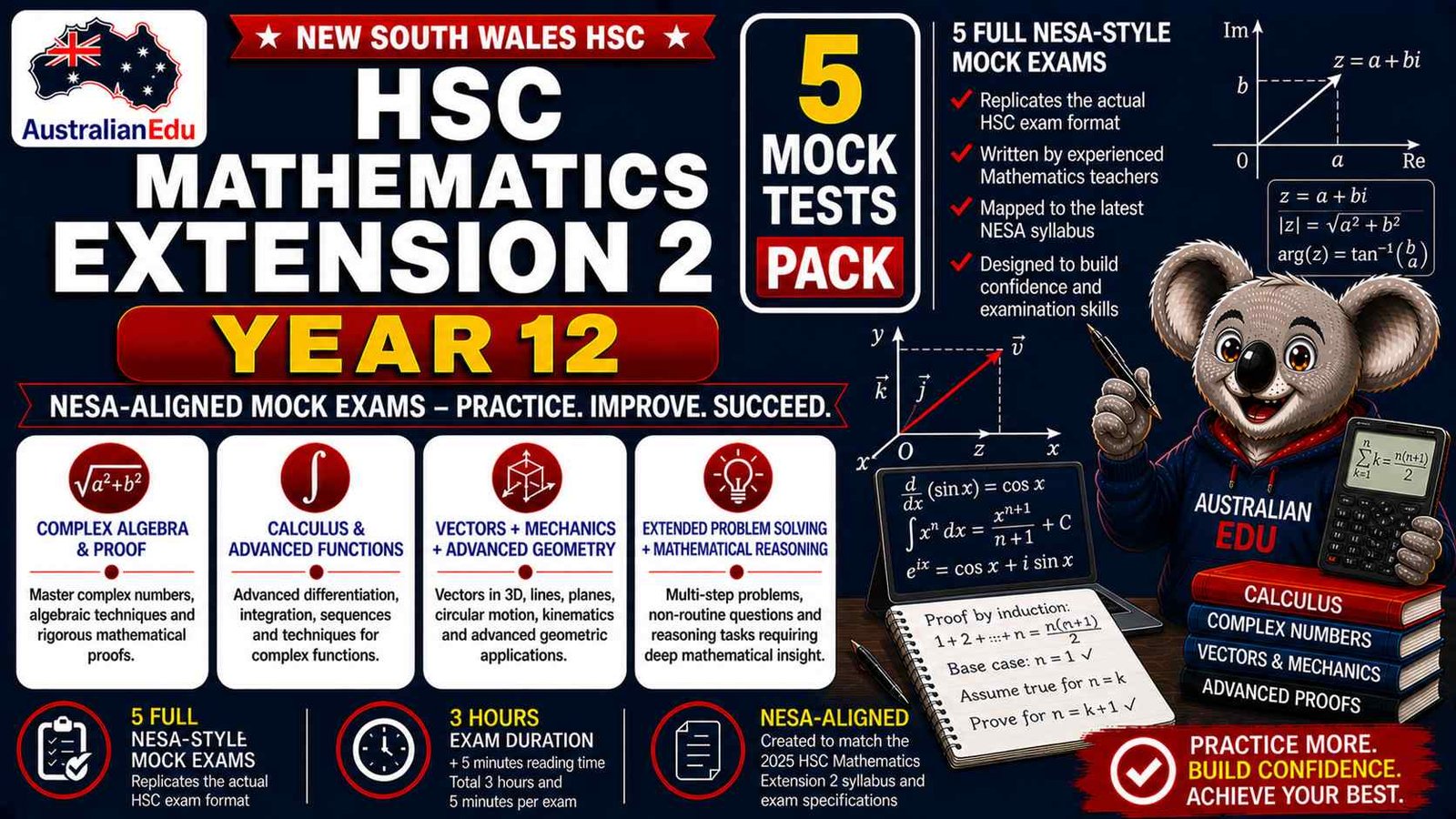 HSC Mathematics Extension 2 Year 12 Australian Edu 5 Mock Pack