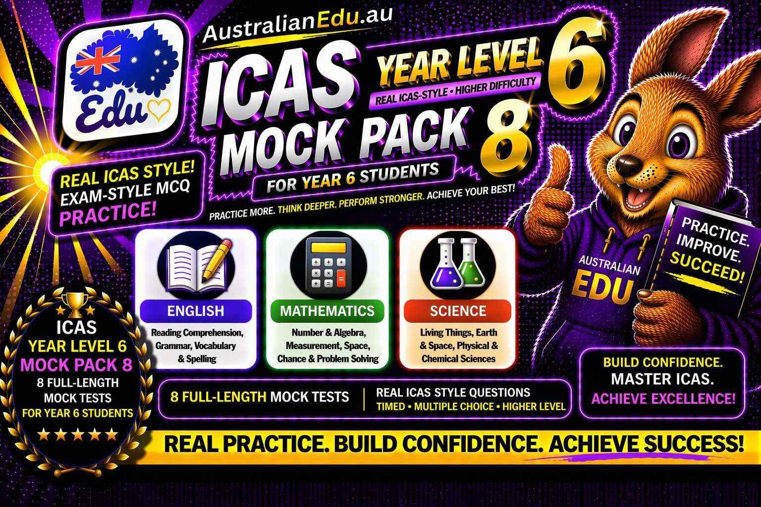 ICAS Year 6 (Paper D) – 8 Mock Pack
