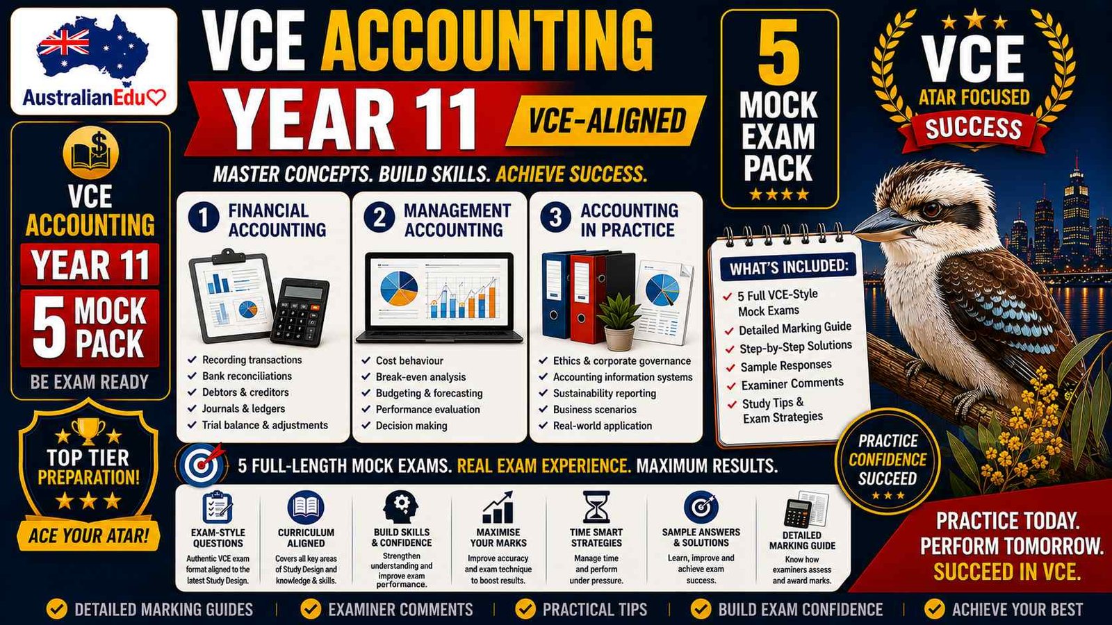 VCE Accounting Units 1 & 2 - 5 Practice Pack