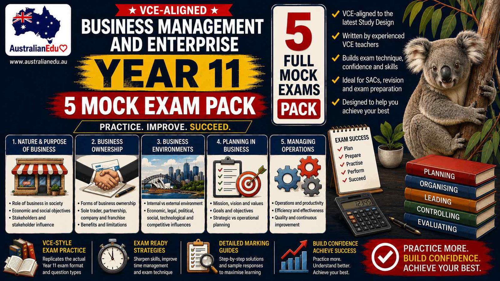 VCE Business Management Units 1 & 2 - 5 Practice Pack