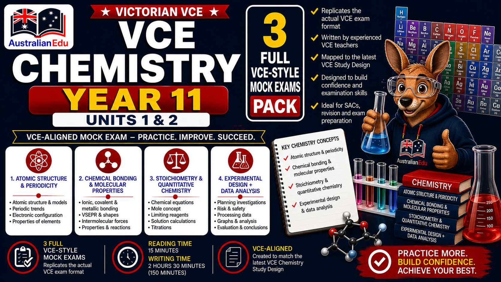 VCE Chemistry Units 1 & 2 - 3 Practice Pack
