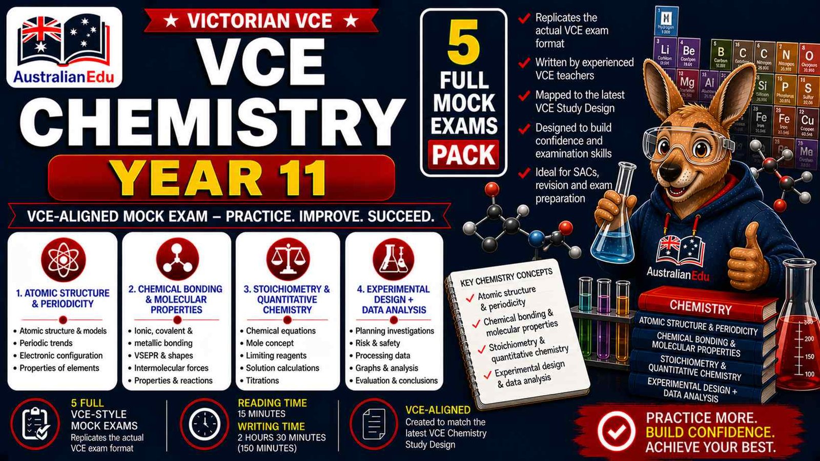 VCE Chemistry Units 1 & 2 - 5 Practice Pack