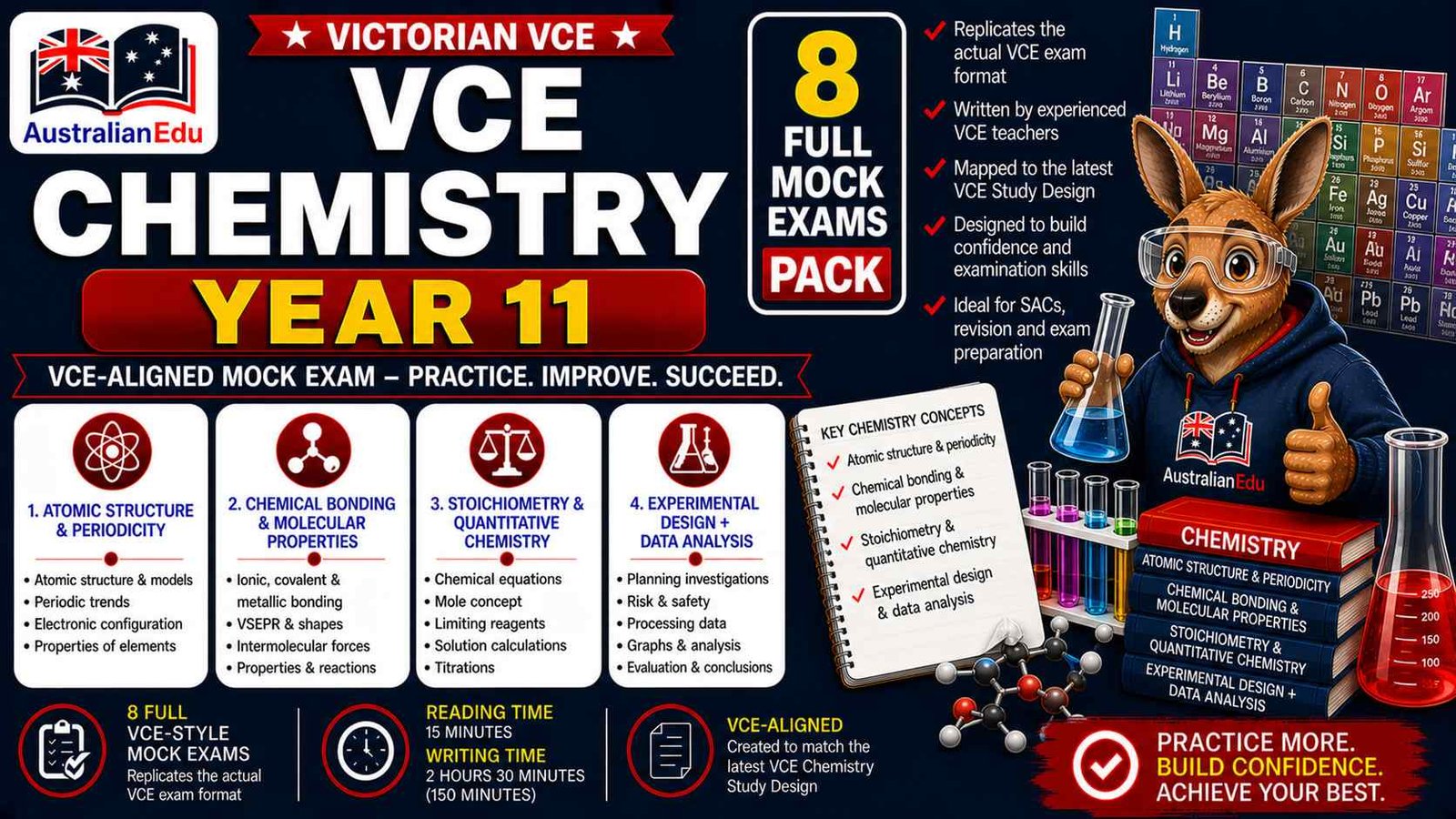 VCE Chemistry Units 1 & 2 - 8 Practice Pack