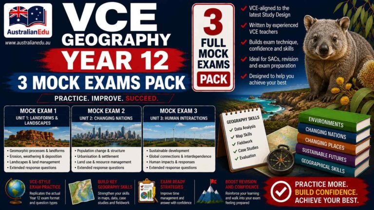 VCE Geography Units 3 & 4 – 3 Mock Pack