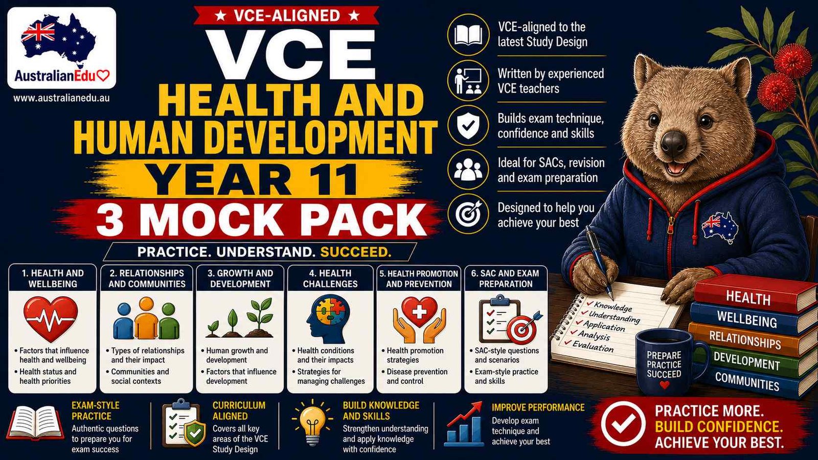 VCE Health and Human Development Units 1 & 2 - 3 Practice Pack