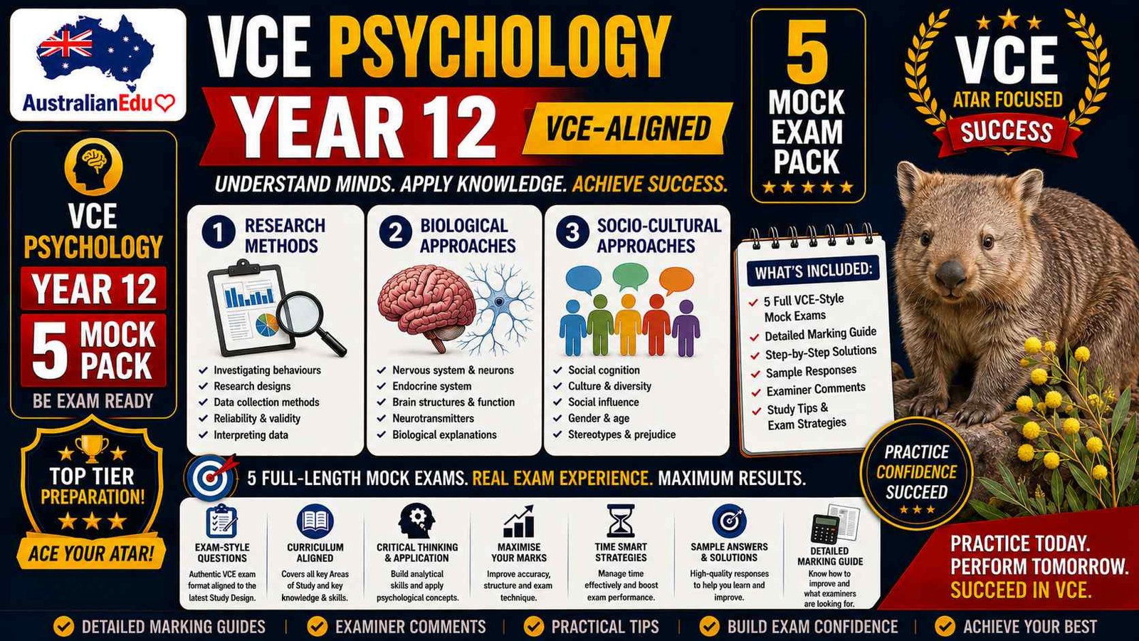 VCE Psychology Units 3 & 4 - 5 Mock Pack